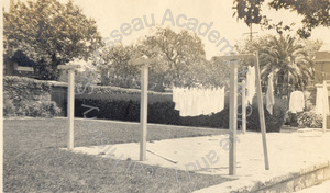 Image of Stone under clothes line, Clinton B. Hale Residence, Santa Barbara