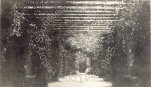 Image of Eugenia in front of Pillars, San Diego Exposition