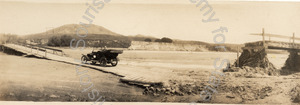 Image of Crossing a temporary bridge on a dry bed