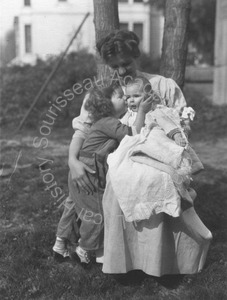 Image of Ruth McKenney Hill seated, with Birdella and Martha Hill